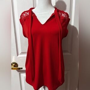 Banana Republic Red Lace Accent Blouse